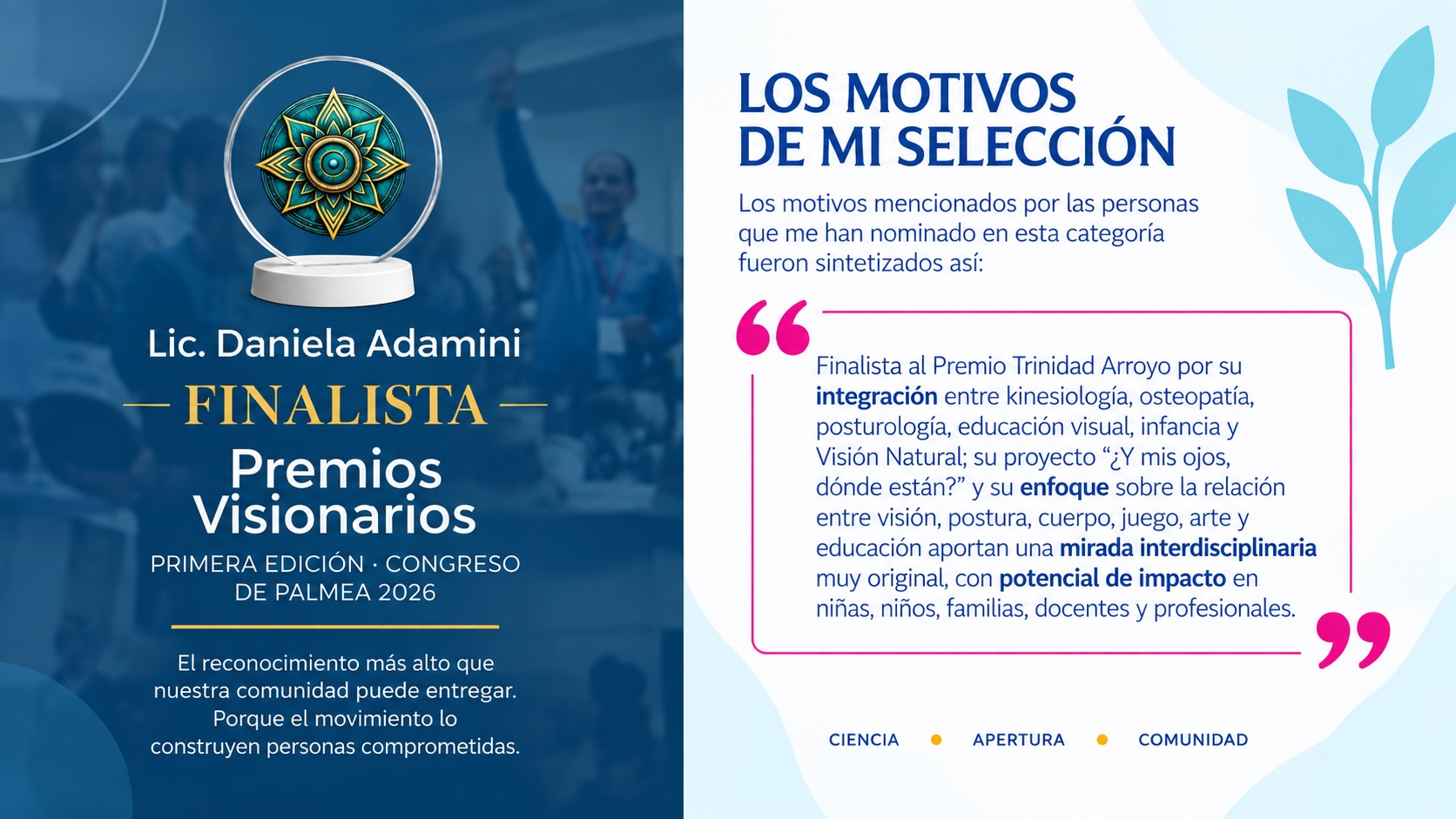 Lic. Daniela Adamini - Finalista Premios Visionarios 2026
